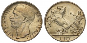 Regno d'Italia, Vittorio Emanuele III, 10 Lire 1927 due rosette, Ag mm 27 g 10,00 q.FDC