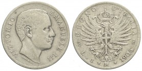 Regno d'Italia, Vittorio Emanuele III, Lira 1905, RR, Ag mm 23 g 4,93, MB-BB
