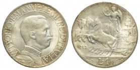 Regno d'Italia, Vittorio Emanuele III, Lira 1913, Ag mm 23 FDC