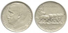 Regno d'Italia, Vittorio Emanuele III, 50 Centesimi 1921 C/ rigato, Rara Ni mm 23,8 BB