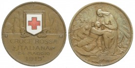 Regno d'Italia, Vittorio Emanuele III, Gettone da 10 Centesimi 1915 a favore della Croce Rossa Italiana, Cu mm 31 sul taglio segni della montatura BB-...