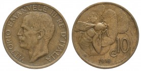 Regno d'Italia, Vittorio Emanuele III, 10 Centesimi 1919, Rara Cu mm 22,5 BB