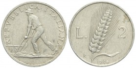 Repubblica Italiana, Monetazione in Lire, 2 Lire 1946, Rara It mm 24,1 g 1,75, ossidazione al rovescio altrimenti BB-SPL