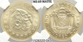Belize, 100 Dollars 1977, Au g 6,21, Matte mintage only 200 pieces, Slab NGC MS69 MATTE