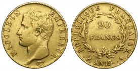 France, Napoleon I, 20 Francs AN 13 A, Au mm 21 g 6,44 q.BB