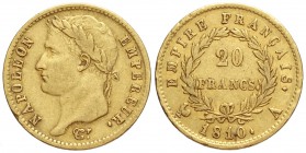 France, Napoleon I, 20 Francs 1810 A, Au mm 21 g 6,40, MB-BB