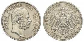 Germany, Saxony-Albertine, George, 5 Mark 1904 E, Ag mm 38 moneta lavata altrimenti BB-SPL