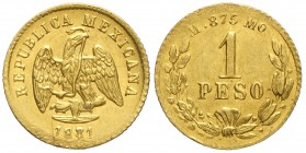 Mexico, Second Republic, Peso 1881 Mo M, Au mm 14,5 g 1,70 da montatura altrimenti SPL
