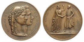 Portugal - Medaglia a ricordo delle nozze fra Luigi I e Maria Pia di Savoia 1862, opus P. Thermignon, Br, 50mm, 69g, R, SPL+