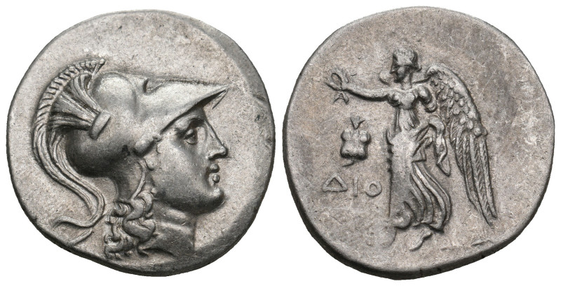 PAMPHYLIA. Side. Tetradrachm (Circa 205-100 BC). Diod-, magistrate.
Obv: Helmete...