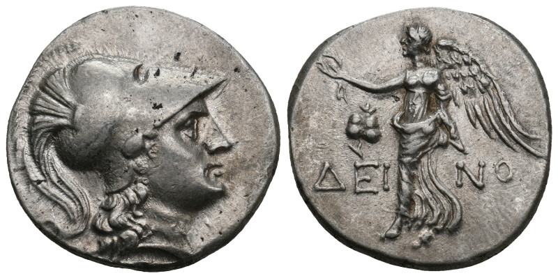 PAMPHYLIA. Side. Tetradrachm (Circa 205-100 BC). Deino -, magistrate.
Obv: Helme...