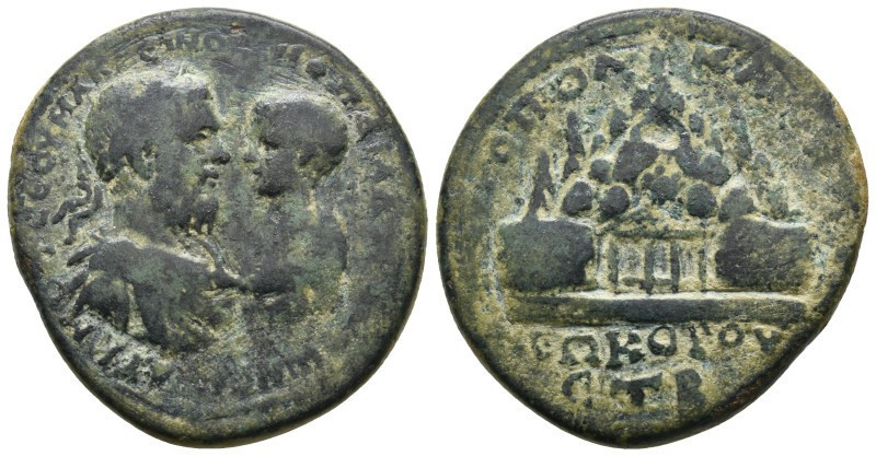 CAPPADOCIA. Caesarea. Macrinus with Diadumenian as Caesar (217-218). Ae. Dated R...