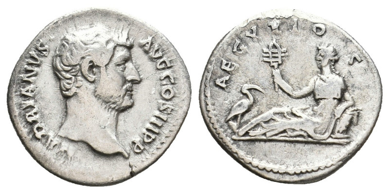 HADRIAN (117-138). Denarius. Rome. "Travel Series" issue.
Obv: HADRIANVS AVG COS...