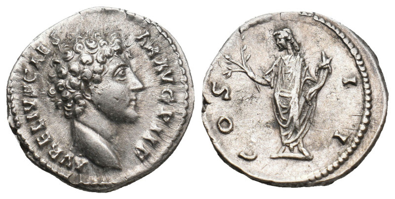 MARCUS AURELIUS (Caesar, 139-161). Denarius. Rome.
Obv: AVRELIVS CAESAR AVG PII ...