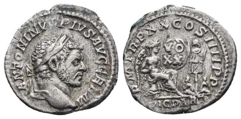 CARACALLA (198-217). Denarius. Rome.
Obv: ANTONINVS PIVS AVG GERM.
Laureate head...