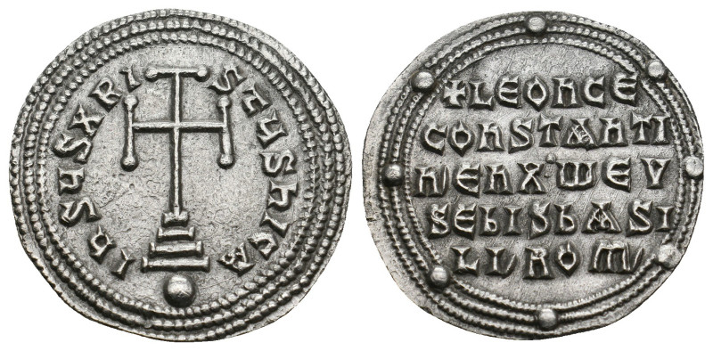 LEO VI the WISE with CONSTANTINE VII (886-912). Miliaresion. Constantinople.
Obv...