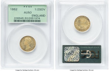 Victoria gold 1/2 Sovereign 1862-SYDNEY AU50 PCGS, Sydney mint, KM3, Marsh-387 (S). Incorrectly labeled as England, but as the coin is in an early PCG...