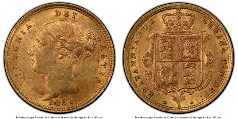 Victoria gold 1/2 Sovereign 1886-S AU55 PCGS, Sydney mint, KM5, S-3862E. A varie...