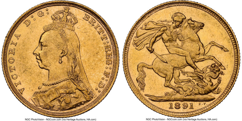Victoria gold "Jubilee Head" Sovereign 1891-S MS61 NGC, Sydney mint, KM10, S-386...
