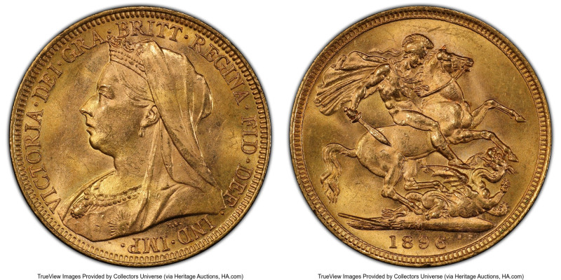 Victoria gold Sovereign 1896-M MS64 PCGS, Melbourne mint, KM13, S-3875. Tied for...