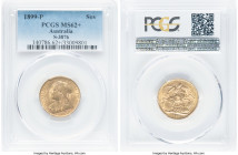 Victoria gold Sovereign 1899-P MS62+ PCGS, Perth mint, KM13, S-3876. A popular first Sovereign issue from Perth branch, with lustrous golden hues. HID...