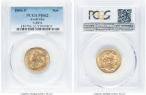 Victoria gold Sovereign 1899-P MS62 PCGS, Perth mint, KM13, S-3876. Dynamic golden luster dances on the surface. HID09801242017 © 2023 Heritage Auctio...