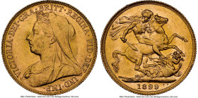 Victoria gold Sovereign 1899-P MS62 NGC, Perth mint, KM13, S-3876. One of the key dates to the Australian veiled head Sovereigns, the current selectio...