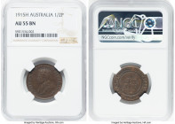 George V 1/2 Penny 1915-H AU55 Brown NGC, Heaton mint, KM22. HID09801242017 © 2023 Heritage Auctions | All Rights Reserved