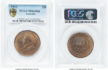 George V Penny 1913 MS63 Red and Brown PCGS, London mint, KM23. A variety of harvest hues grace the surfaces. HID09801242017 © 2023 Heritage Auctions ...