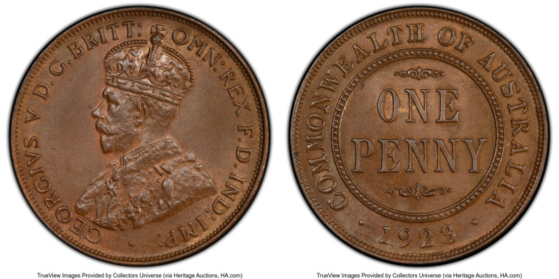 George V Penny 1923-(m) MS64 Brown PCGS, Melbourne mint, KM23. Within the highes...