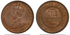 George V Penny 1923-(m) MS64 Brown PCGS, Melbourne mint, KM23. Within the highest grade designation possible and bested by only one other example in t...