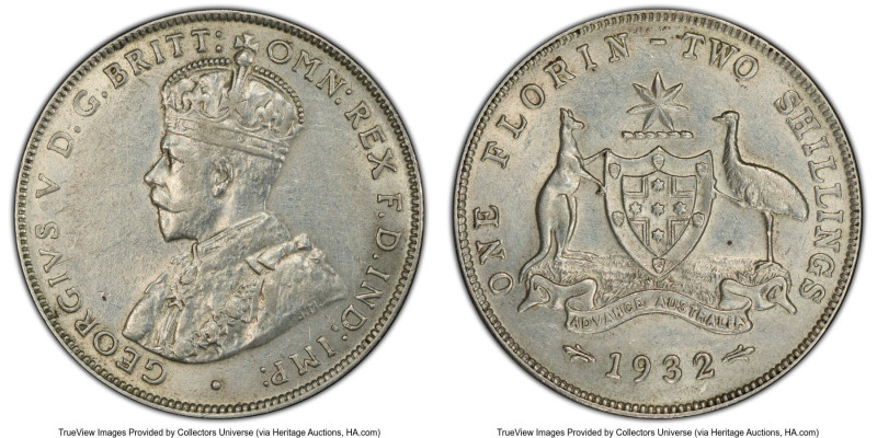 George V Florin 1932-(m) AU Details (Cleaned) PCGS, Melbourne mint, KM27. HID098...