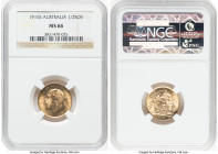 George V gold 1/2 Sovereign 1915-S MS66 NGC, Sydney mint, KM28, S-4009. Dressed in a stunning variety of honey and champagne hues. Currently bested by...