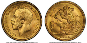 George V gold 1/2 Sovereign 1915-S MS65 PCGS, Sydney mint, KM28, S-4009. A scintillating Gem with satiny surfaces. HID09801242017 © 2023 Heritage Auct...