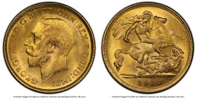 George V gold 1/2 Sovereign 1916-S MS64 PCGS, Sydney mint, KM28, S-4009. An adorable near-Choice selection with great luster throughout. HID0980124201...