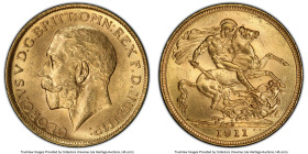 George V gold Sovereign 1911-S MS64 PCGS, Sydney mint, KM29, S-4003. From the Maine Collection HID09801242017 © 2023 Heritage Auctions | All Rights Re...