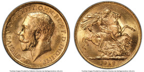 George V gold Sovereign 1919-M MS63 PCGS, Melbourne mint, KM29, S-3999. HID09801242017 © 2023 Heritage Auctions | All Rights Reserved