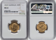 George V gold Sovereign 1921-P MS61 NGC, Perth mint, KM29, S-4001. HID09801242017 © 2023 Heritage Auctions | All Rights Reserved