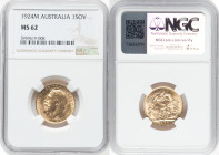 George V gold Sovereign 1924-M MS62 NGC, Melbourne mint, KM29, S-3999. HID09801242017 © 2023 Heritage Auctions | All Rights Reserved
