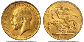 George V gold Sovereign 1926-P MS63 PCGS, Perth mint, KM29, S-4001. Ranked at the penultimate grade point at PCGS, a very respectable representative f...
