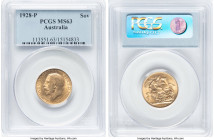 George V gold Sovereign 1928-P MS63 PCGS, Perth mint, KM29, S-4001. HID09801242017 © 2023 Heritage Auctions | All Rights Reserved
