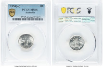 Elizabeth II 6 Pence 1954-(m) MS66 PCGS, Melbourne mint, KM52. A radiant cartwheel luster upon bright metallic surfaces; bested by only two other offe...