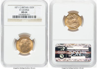 Victoria gold "St. George" Sovereign 1871 MS64 NGC, KM752, S-3856. Lovely amber-honey surfaces. HID09801242017 © 2023 Heritage Auctions | All Rights R...