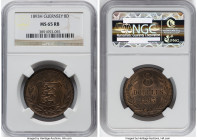 British Dependency. Victoria bronze 3-Piece Lot of Certified Assorted 8 Doubles Issues NGC, 1) 1893-H - MS65 Red and Brown, Small letters variety 2) 1...