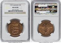 British Dependency. Victoria bronze 4-Piece Lot of Certified Assorted Double Issues NGC, 1) 8 Doubles 1959 - MS64 Red, KM16 2) 4 Doubles 1949-H - MS65...