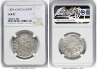 British India. William IV Rupee 1835.-(c) MS62 NGC, Calcutta mint, KM450.7. HID09801242017 © 2023 Heritage Auctions | All Rights Reserved