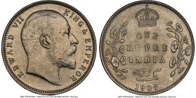 British India. Edward VII Rupee 1907-(c) MS62 NGC, Calcutta mint, KM508. HID09801242017 © 2023 Heritage Auctions | All Rights Reserved