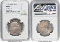 British India. Edward VII Rupee 1910-B MS63 NGC, Bombay mint, KM508, S&W-7.72. Increasingly difficult to procure in finer grades, boasting fierce lust...