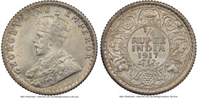 British India. George V 1/4 Rupee 1917-(c) MS65 NGC, Calcutta mint, KM518. HID09801242017 © 2023 Heritage Auctions | All Rights Reserved