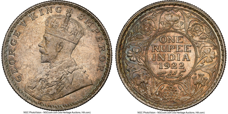 British India. George V Rupee 1922-(B) MS64 NGC, Bombay mint, KM524. HID09801242...